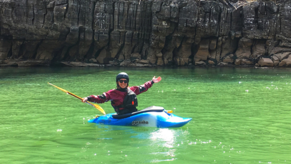 a kayaker on a river